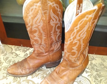 Vintage Nocona Brown Leather Western Cowboy Boots Size 9 D Made in USA Texas Nocona Cowboy Boots Size 9 D Vintage Leather Brown Texas - Etsy main image 4