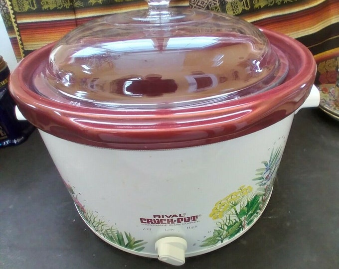 RIVAL Stoneware Slow Cooker 5 Quart Model 3355 Crock Pot Burgundy Etsy