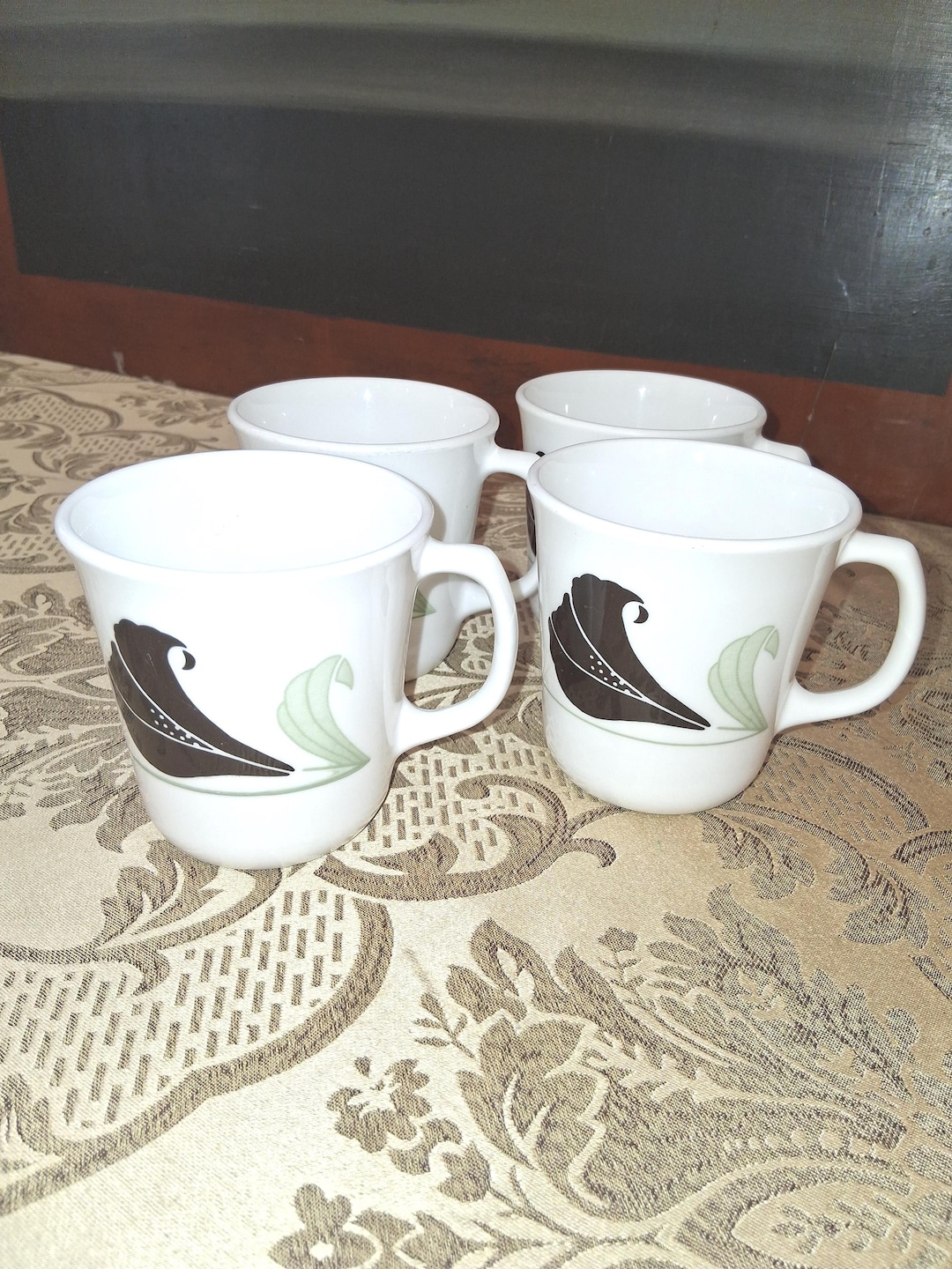 Set of 4 Corning Corelle BLACK ORCHID Pattern Coffee Cups - Etsy