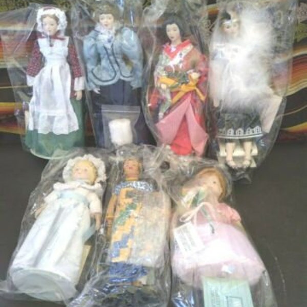 Avon Porcelain Doll Collection Vintage 1990 9 Inch Lot of 7 Brand New