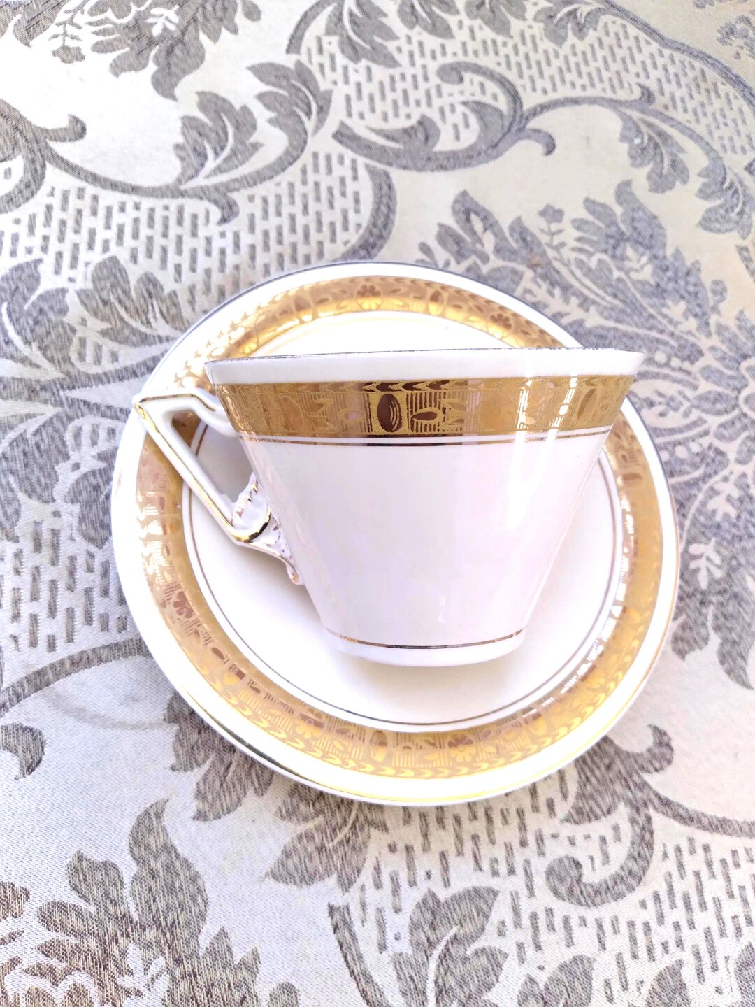 Vintage Burleigh Ware Zenith Tea Cups and Saucers, Art Deco Gold Set - Etsy