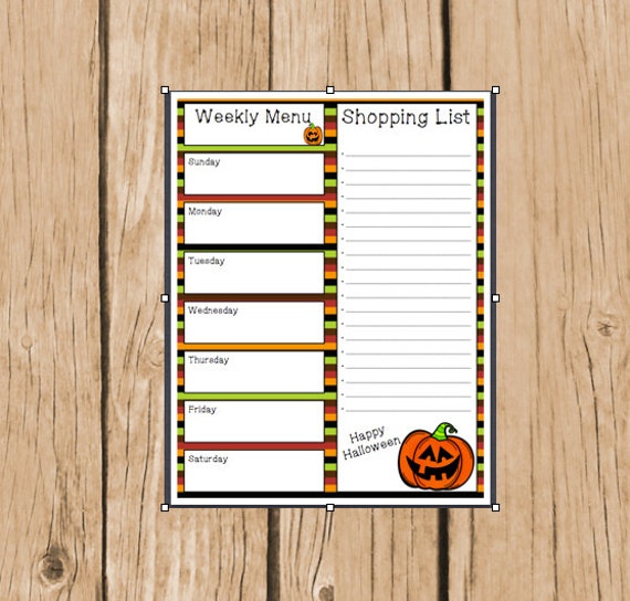 Halloween Weekly Menu and Shopping List Printable / Menu for | Etsy