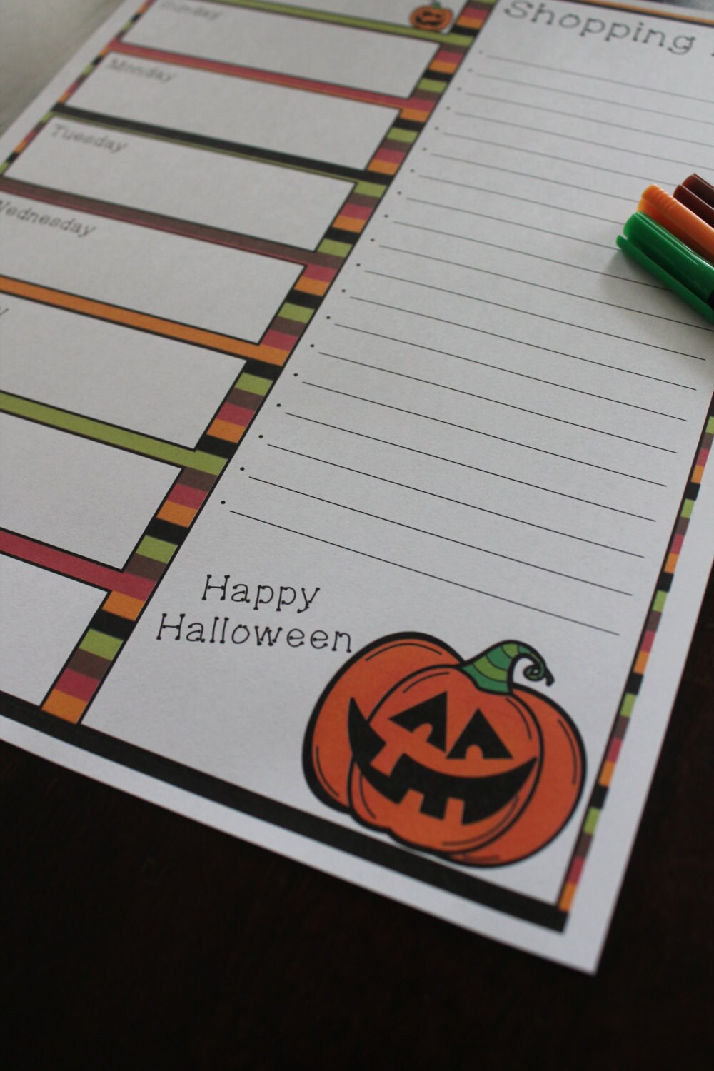 Halloween Weekly Menu and Shopping List Printable / Menu for | Etsy