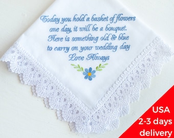 Flower girl gift Flower girl handkerchief Wedding Handkerchief Wedding gift for Flower girl bride gift something blue hankie