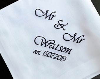 LGBT wedding Gifts Gift for Gay Couple Mr and Mr handkerchief Same sex LGBT Pride hankerchief Gay Engagement Gift for him Anniversary