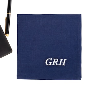 Monogramed Handkerchief for Men, Linen monogrammed mens handkerchief, monogrammed pocket square, Best gifts for him