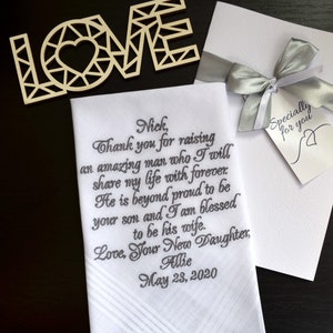 Father of the groom gift from bride Father in law wedding handkerchief