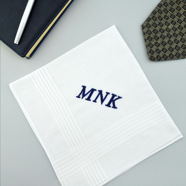 Man Handkerchief Monogram Custom Embroidered Men's Gifts Personalized Initial Hankies Groom Dad Hanky Monogrammed Initial Best gifts for him