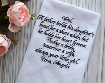 wedding handkerchief for Father of the bride gift parent wedding gift for dad from daughter personalized hankerchief embroidered hankies