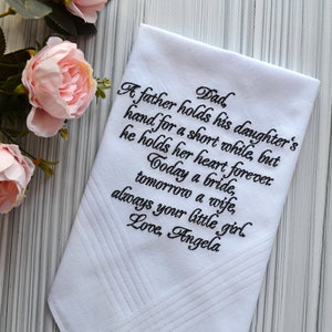 wedding handkerchief for Father of the bride gift parent wedding gift for dad from daughter personalized hankerchief embroidered hankies