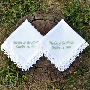 Wedding Hankerchief set Wedding keepsake Wedding gift for mother of the bride mother of the groom gifts idea bridal gift groom gift from son