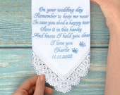From your dog wedding handkerchief, Bride hakerchief from dog, Groom hankie from pet, Custom embroidered hanky from cat, Memorial gift