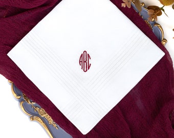 Custom Men Hankerchief 3 Initials, Monogrammed Embroidered Cotton Handkerchief for Dad Christmas gift with Monogram