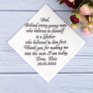Father of the Groom gift - Gift from Groom to Dad - Daddy gifts ideas - Father wedding handkerchief - Gift ideas for fathers - Dad son gift