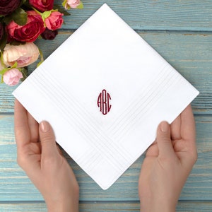 Monogram handkerchief - Custom Embroidered Men's Hankie - Personalized Initial hankerchief Dad Hanky Monogrammed Initial -Best gifts for him