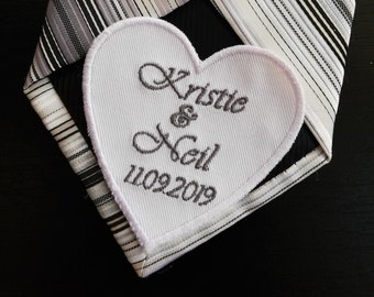 Wedding tie patch Groom tie patch Groom wedding gifts from the bride Wedding day gift Suit label Custom Future husband gift Embroidered
