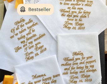 Custom Embroidered Wedding Handkerchief Gifts for Dad Mother of the Bride Gift Parent Father of Bride Personalize Hankerchief Dad StepDad