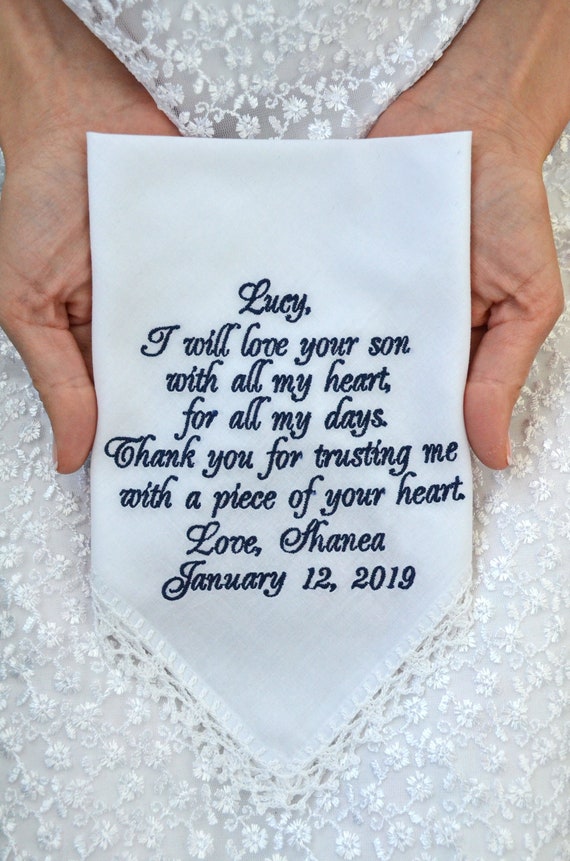 Mother of the Bride Personalised Wedding Handkerchief Favour Gift Hankie Hearts 