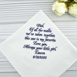 Wedding Handkerchief Father of the Bride Hankerchief Wedding Gift for Dad from Daughter Personalized Gift Dad Custom Wedding Favor image 10