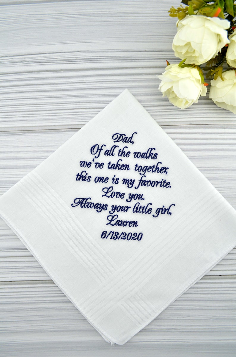 Wedding Handkerchief Father of the Bride Hankerchief Wedding Gift for Dad from Daughter Personalized Gift Dad Custom Wedding Favor image 10