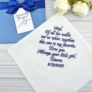 Wedding Handkerchief Father of the Bride Hankerchief Wedding Gift for Dad from Daughter Personalized Gift Dad Custom Wedding Favor image 8