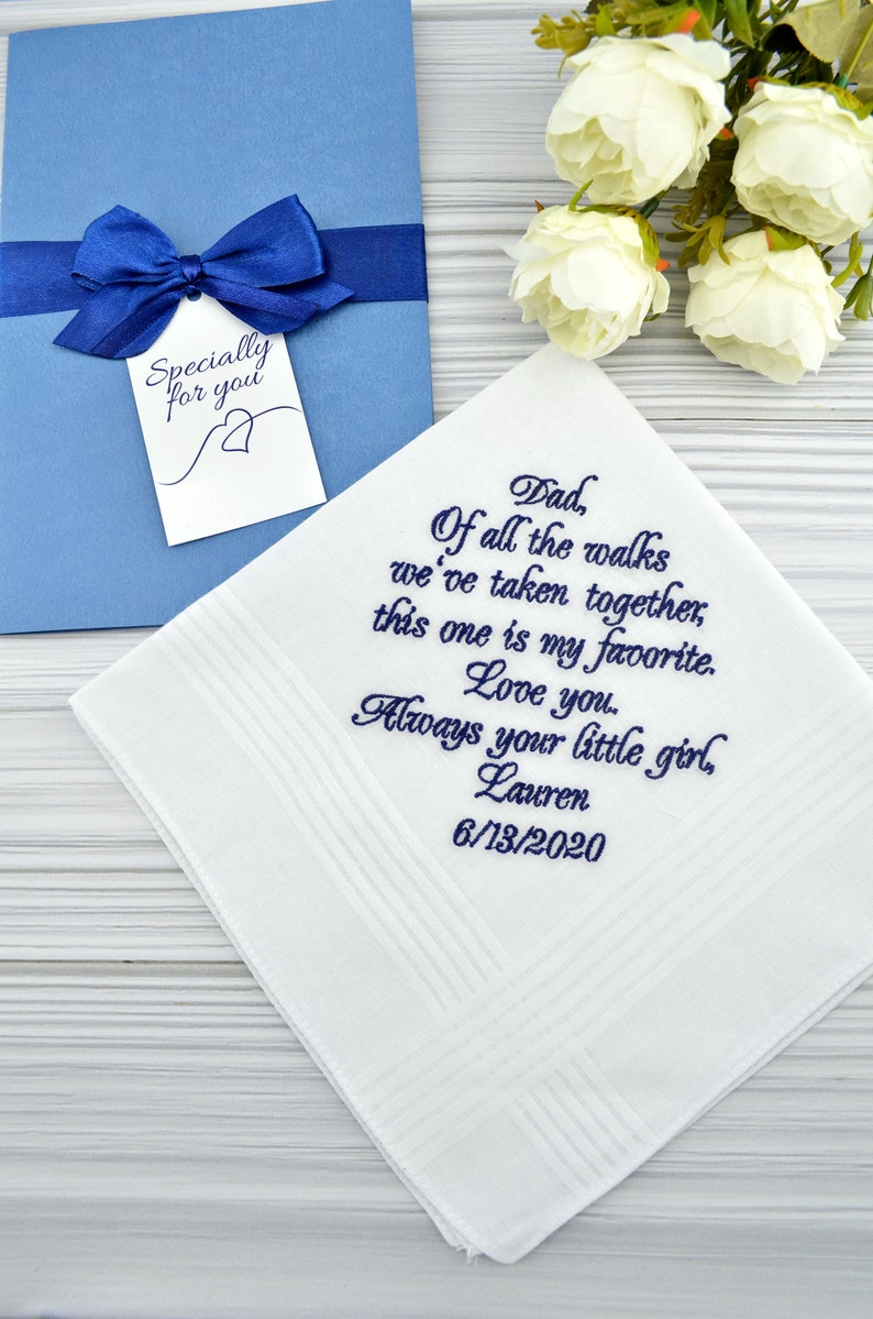 Wedding Handkerchief Father of the Bride Hankerchief Wedding Gift for Dad from Daughter Personalized Gift Dad Custom Wedding Favor image 8