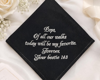 Gothic Father of the Bride Handkerchief, Black Wedding Gift for Dad, Dark Romantic Hankerchief