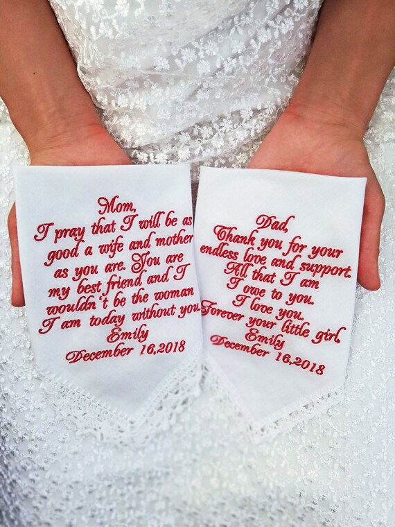 4 handkerchief Wedding Gifts For Both Parents