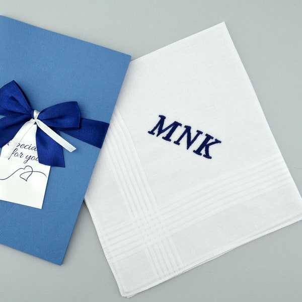 Valentines days Man Handkerchief Monogram Custom Embroidered Men's Gifts Personalized Initial Hankies Groom Dad Hanky Monogrammed Initial