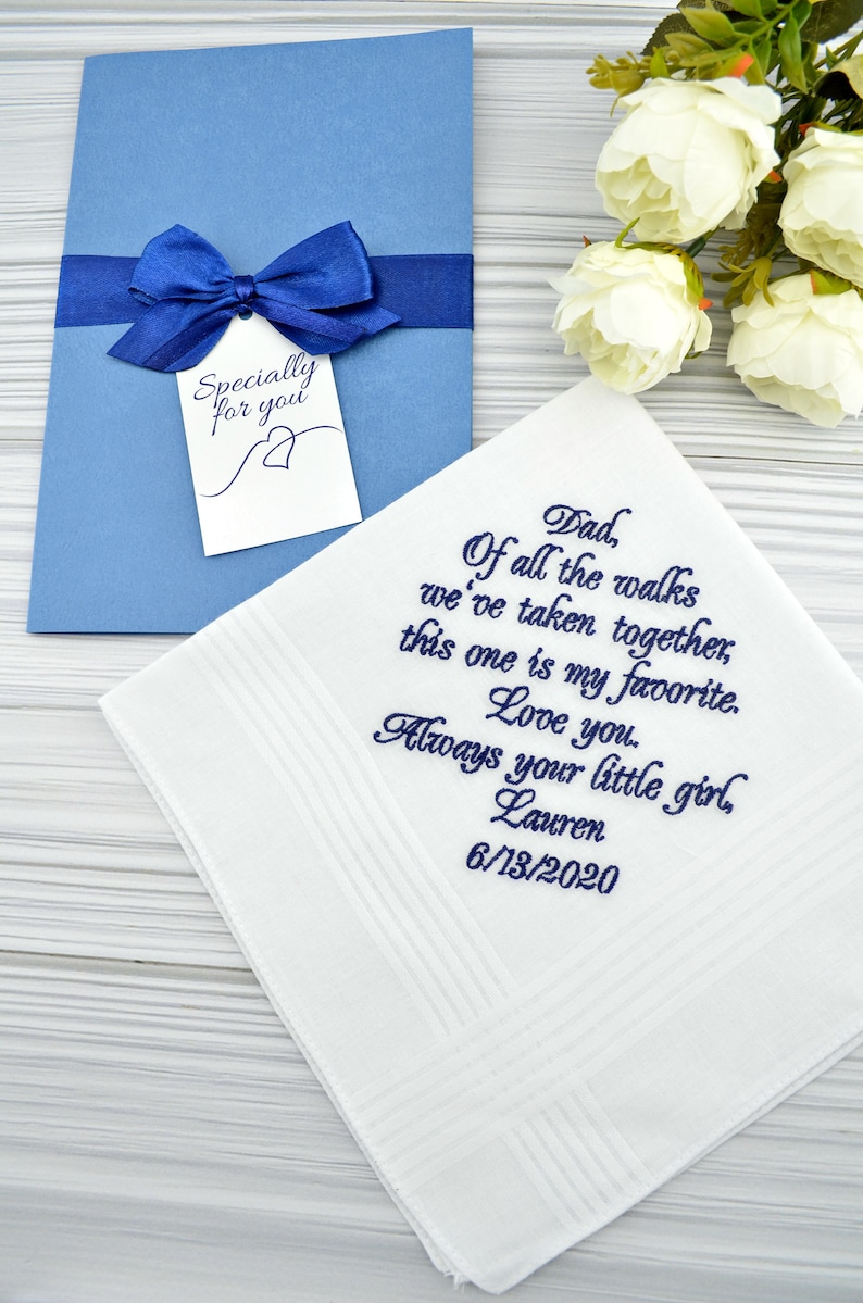 Wedding Handkerchief Father of the Bride Hankerchief Wedding Gift for Dad from Daughter Personalized Gift Dad Custom Wedding Favor image 1