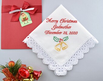 Christmas gift for Grandmother, Personalized christmas handkerchief, Grandma Embroidered Handkerchief, Grandma xmas gifts, Merry christmas