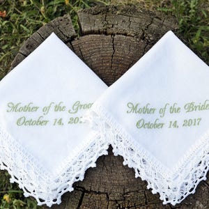 Wedding Hankerchief set Wedding keepsake Wedding gift for mother of the bride mother of the groom gifts idea bridal gift groom gift from son image 3