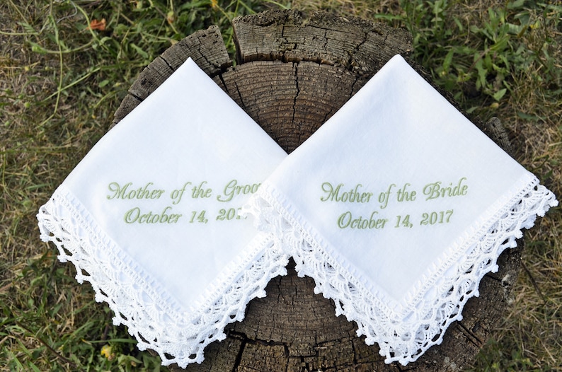 Wedding Hankerchief set Wedding keepsake Wedding gift for mother of the bride mother of the groom gifts idea bridal gift groom gift from son image 3