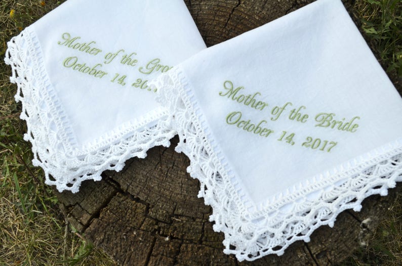 Wedding Hankerchief set Wedding keepsake Wedding gift for mother of the bride mother of the groom gifts idea bridal gift groom gift from son image 2