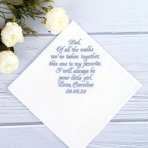 Father of the bride gift from daughter Wedding gift for Dad Hankerchief wedding personalized Father of the Bride Handkerchief Custom hanky image 1