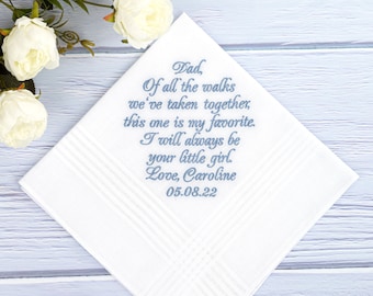 Father of the bride gift from daughter Wedding gift for Dad Hankerchief wedding personalized Father of the Bride Handkerchief Custom hanky