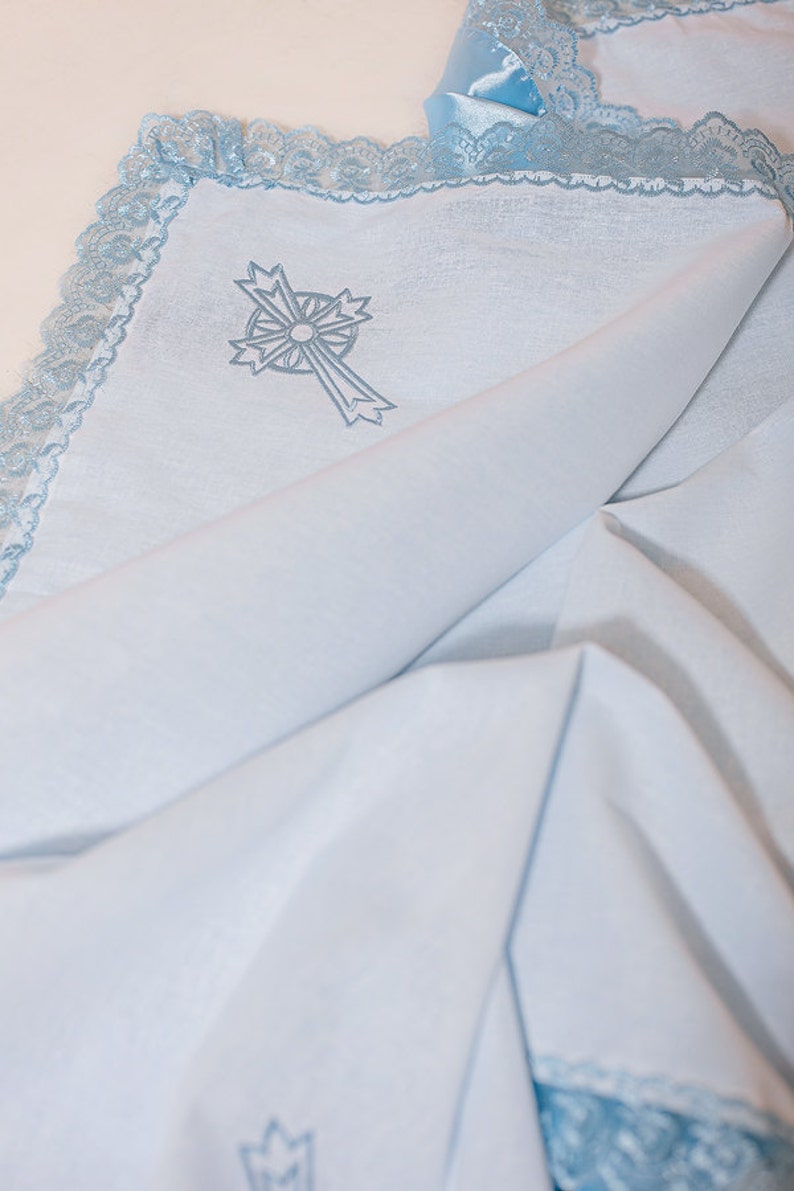 Baptism blanket Blue baby blanket Personalized blanket Etsy