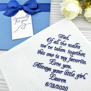 Wedding Handkerchief Father of the Bride Hankerchief Wedding Gift for Dad from Daughter Personalized Gift Dad Custom Wedding Favor image 9