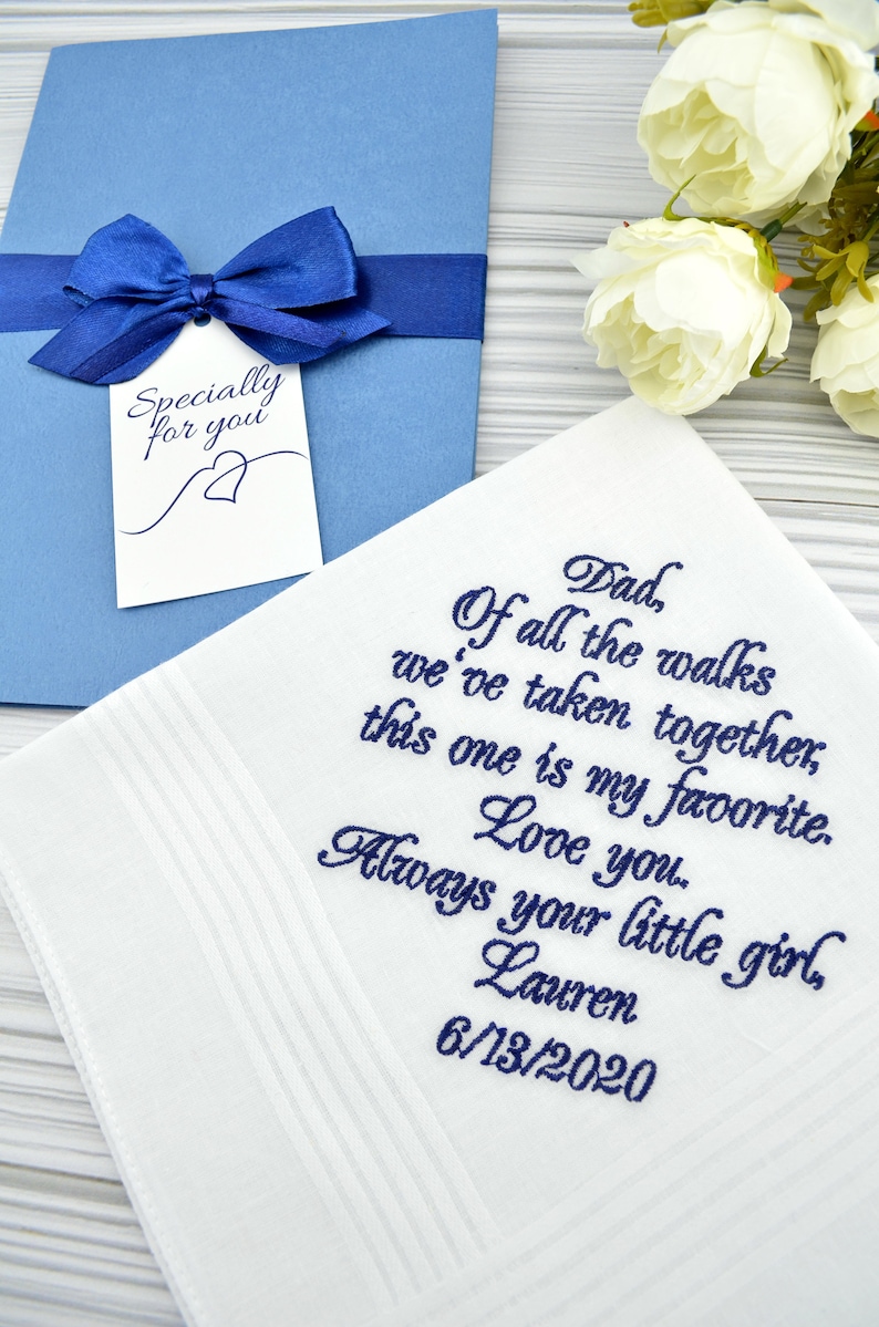 Wedding Handkerchief Father of the Bride Hankerchief Wedding Gift for Dad from Daughter Personalized Gift Dad Custom Wedding Favor image 9