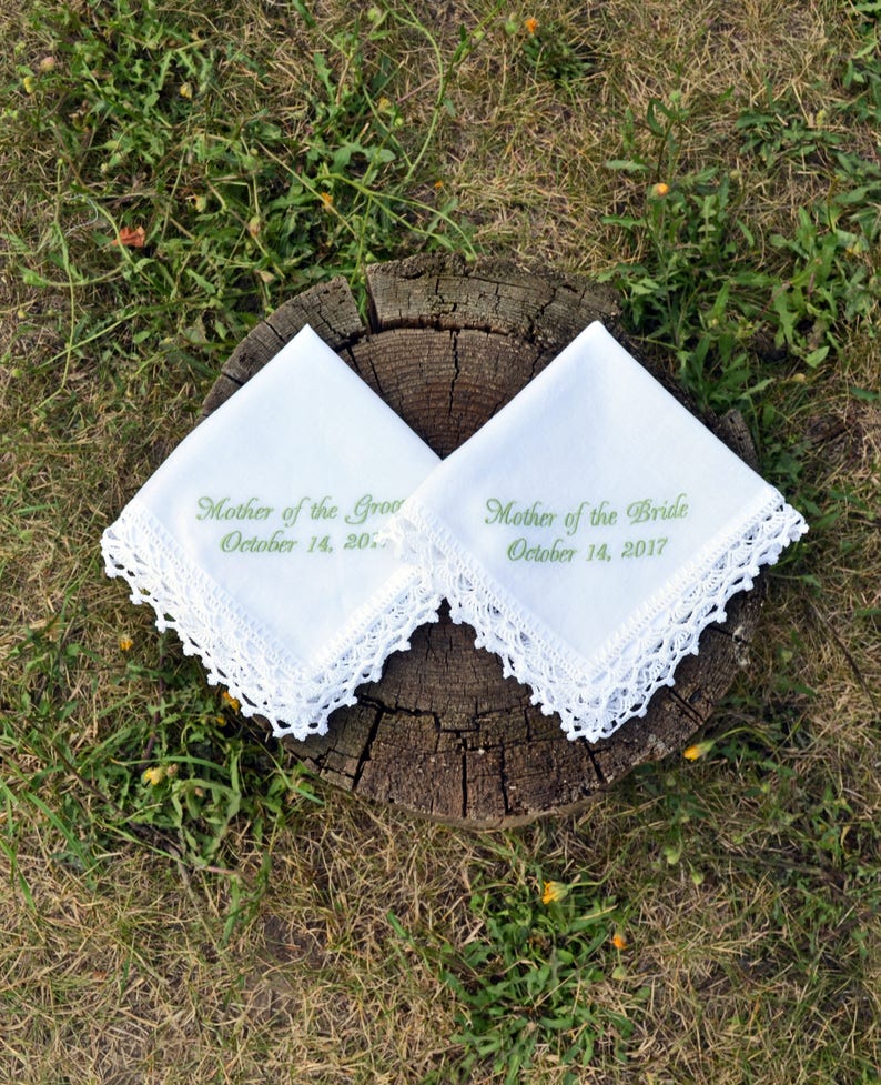 Wedding Hankerchief set Wedding keepsake Wedding gift for mother of the bride mother of the groom gifts idea bridal gift groom gift from son image 1