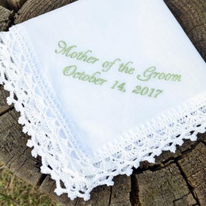 Wedding Hankerchief set Wedding keepsake Wedding gift for mother of the bride mother of the groom gifts idea bridal gift groom gift from son image 4