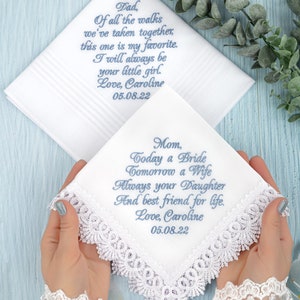 Father of the bride gift from daughter Wedding gift for Dad Hankerchief wedding personalized Father of the Bride Handkerchief Custom hanky image 3