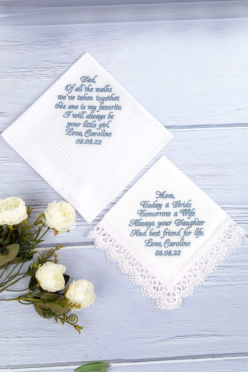Father of the bride gift from daughter Wedding gift for Dad Hankerchief wedding personalized Father of the Bride Handkerchief Custom hanky image 4