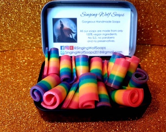 Rainbow soap curls,eco friendly,party favors,stocking fillers,kid friendly,sensitive skin,vegan,  valentine's,christmas,lqbtq gifts , pride