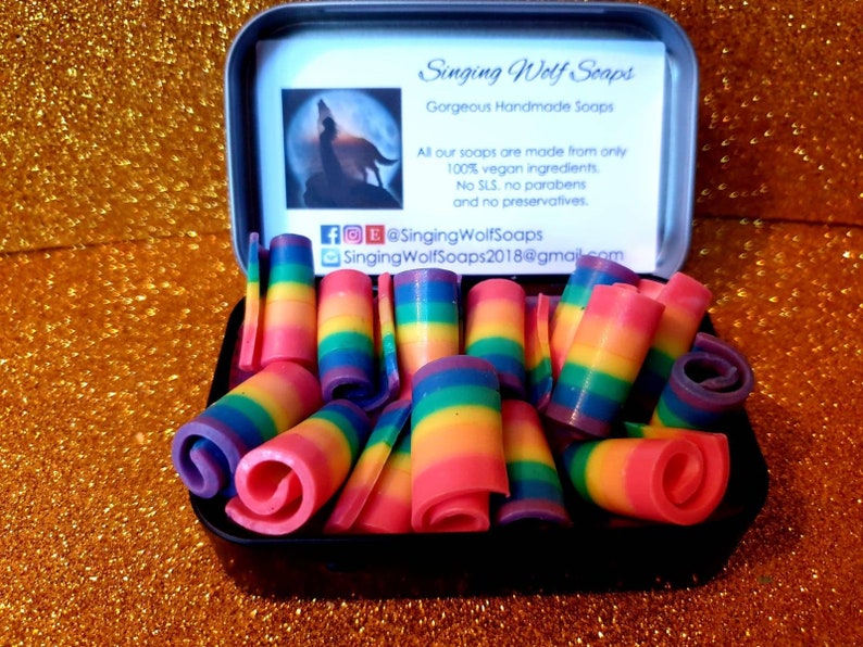 Rainbow soap curls,eco friendly,party favors,stocking fillers,kid friendly,sensitive skin,vegan, valentine's,christmas,lqbtq gifts , pride image 1