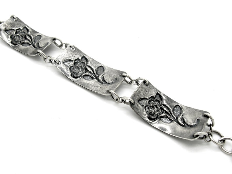 roses sterling silver unique jewelry Silver flower Bracelet Silver bracelet link bracelet mothers day botanical jewelry floral