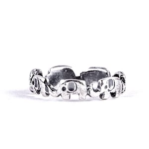 Elephants, elephant ring, Sterling Silver, lucky, friendship ring, silver walking elephant ring, Elephant band, Good Luck Ring,