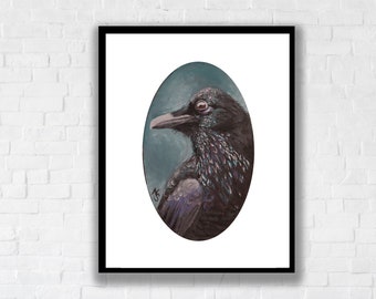 Raven, Crow Painting, Bird, Giclee Print, Art, Wall Decor