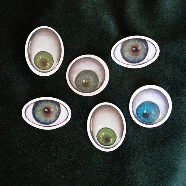 Spooky Eyeball Stickers, Holographic Vinyl Decal Art, Halloween Laptop Sticker, Water Bottle Sticker