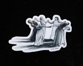 Witches Dancing Stickers, Wiccan Coven, Pagan Art, Circle of Witches, goddess art